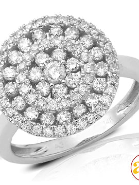 14KW 1.00CTW DIAMOND FANCY ROUND HEAD RING - 3-ROW