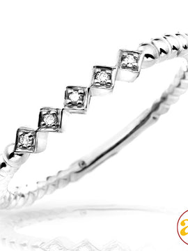 14KW 0.05CTW DIAMOND BEADED STACKABLE BAND