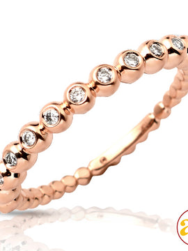 14KR 0.20CTW DIAMOND BEADED STACKABLE BAND