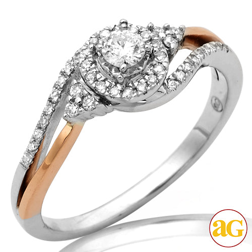 14KW+R 0.25CTW DIAMOND RING WITH ROUND HALO [0.13C