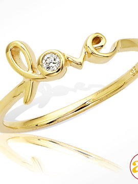 18KY 0.05CTW DIAMOND DESIGNER 'LOVE' RING