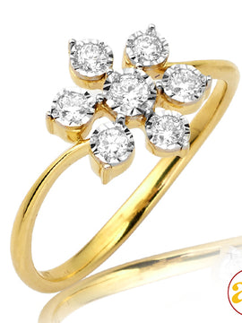 14KY 0.30CTW DIAMOND ILLUSION SET FLOWER SHAPED