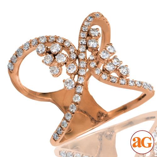 14KR 0.75CTW DIAMOND BUTTERFLY DESIGN X-RING