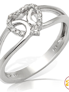 14KW 0.15CTW DIAMOND OPEN SHANK HEART RING