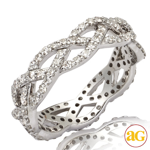 14KW 1.15CTW DIAMOND BRAIDED 3 ROW ETERNITY BAND -