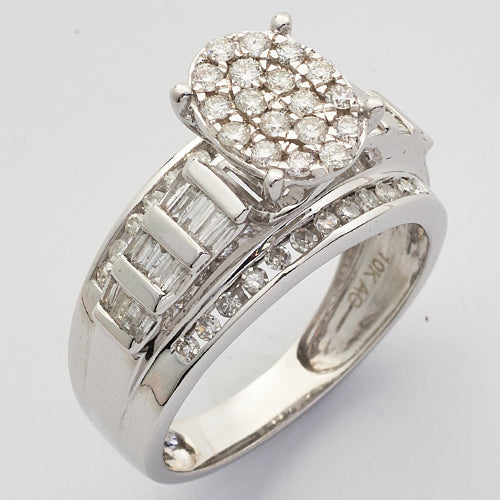 10KW 1.00CTW DIAMOND OVAL SHAPED CINDERELLA RING