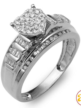 10KW 0.50CTW DIAMOND HEART SHAPED CINDERELLA RING