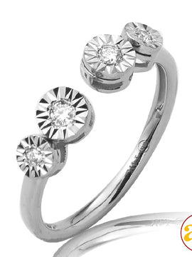 14KW 0.10CTW ILLUSION SET DIAMOND OPEN RING