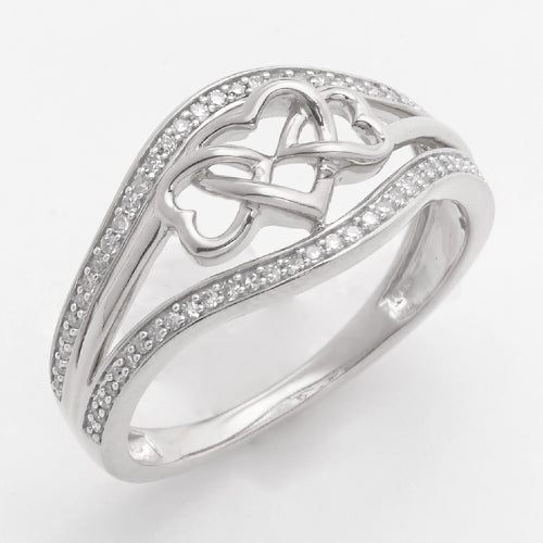 14KW 0.20CTW DIAMOND TRIPLE HEART DESIGNER RING