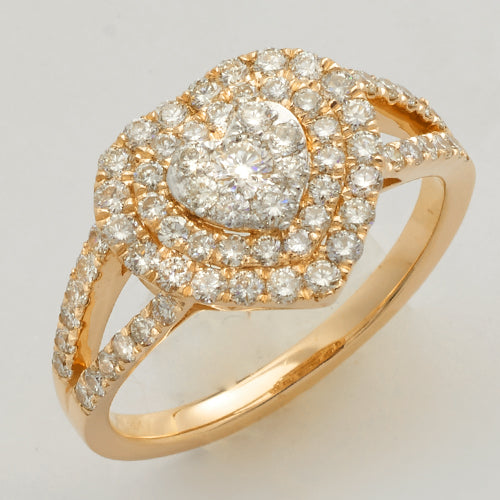 14KY 1.00CTW DIAMOND HEART CLUSTER RING WITH