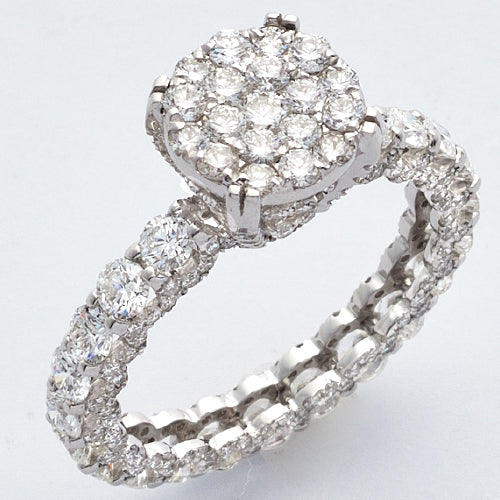 14KW 2.85CTW ROUND CLUSTER DIAMOND RING