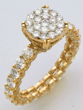 14KY 2.85CTW ROUND CLUSTER DIAMOND RING