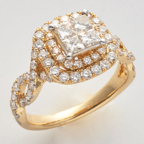 14KY 1.50CTW PC DIAMOND QUAD HEAD RING