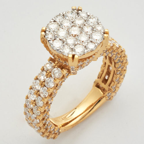 14KY 3.25CTW DIAMOND ROUND CLUSTER RING