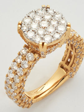 14KY 3.25CTW DIAMOND ROUND CLUSTER RING