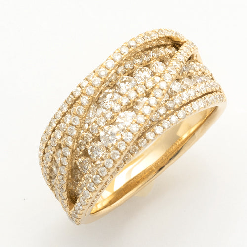 14KY 1.55CTW DIAMOND FANCY MULTI LAYER BAND