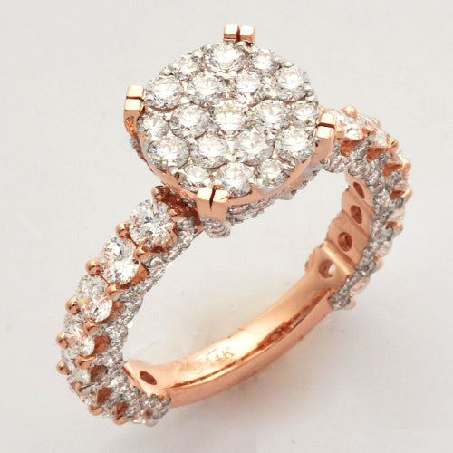 14KR 3.00CTW ROUND CLUSTER DIAMOND RING