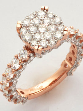 14KR 3.00CTW ROUND CLUSTER DIAMOND RING