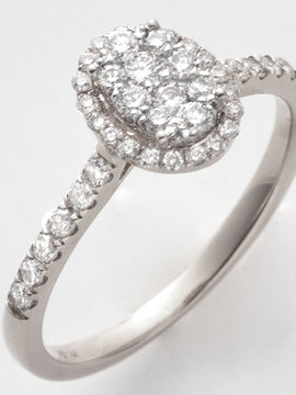 14KW 0.50CTW DIAMOND OVAL CLUSTER RING - SINGLE