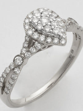 14KW 0.50CTW DIAMOND PEAR CLUSTER RING