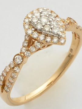 14KY 0.50CTW DIAMOND PEAR CLUSTER RING