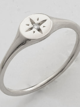 14KW 0.03CTW DIAMOND 4-POINT STAR DESIGNER RING