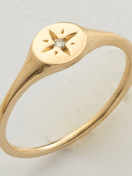 14KY 0.03CTW DIAMOND 4-POINT STAR DESIGNER RING