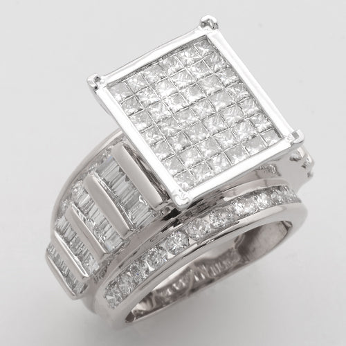 14KW 4.00CTW PC DIAMOND CINDERELLA RING - BAGUETTE