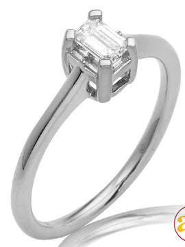 14KW 0.33 CTW EMERALD CUT LADIES RING