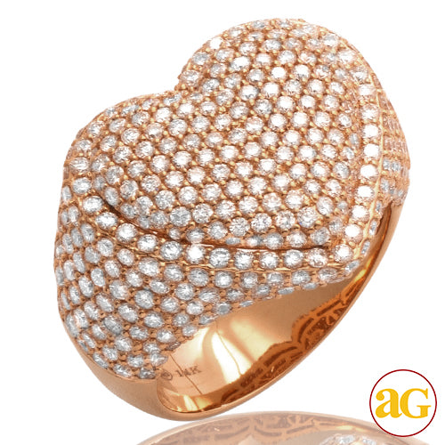 14KR 3.00CTW DIAMOND BUBBLE HEART RING