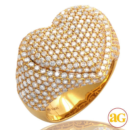 14KY 3.00CTW DIAMOND BUBBLE HEART RING