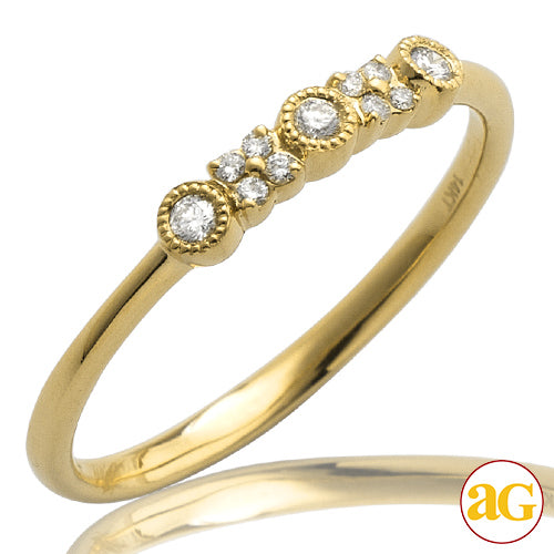 14KY 0.09CTW DIAMOND ALTERNATING DESIGN RING