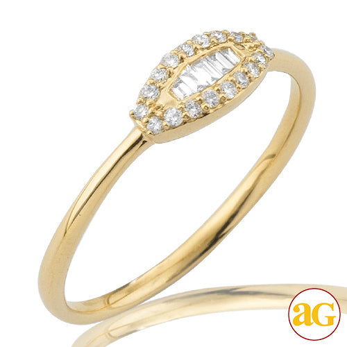 14KY 0.15CTW  BAGUETTE DIAMOND DESIGNER RING