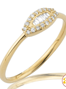 14KY 0.15CTW  BAGUETTE DIAMOND DESIGNER RING