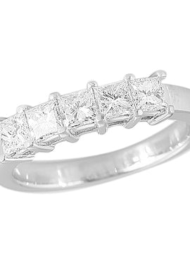 14KW 1.00CTW 5 STONE DIAMOND PRINCESS BAND