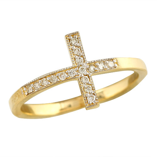 14KY 0.25CTW SIDEWAY CROSS RING