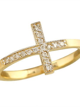 14KY 0.25CTW SIDEWAY CROSS RING