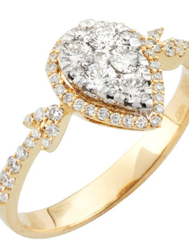 14KY 0.75CTW PEAR SHAPE CLUSTER DIAMOND RING