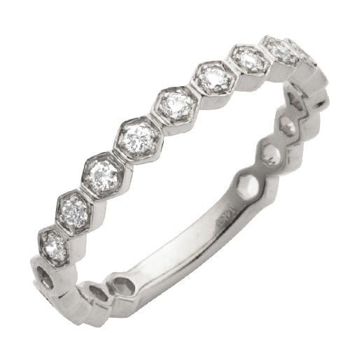 14KW 0.20CTW DIAMOND 9-STONE BEZEL SET BAND