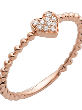 14KR 0.10CTW DIAMOND HEART RING - BEADED SHANK