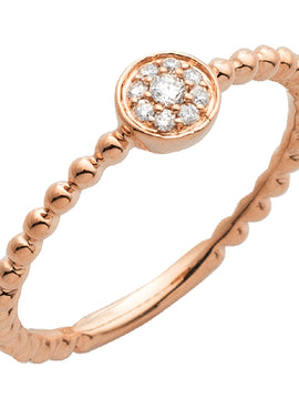 14KR 0.10CTW DIAMOND ROUND DISC RING - BEADED