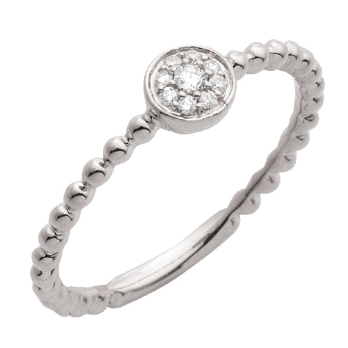 14KW 0.10CTW DIAMOND ROUND DISC RING - BEADED