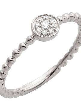 14KW 0.10CTW DIAMOND ROUND DISC RING - BEADED