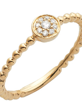 14KY 0.10CTW DIAMOND ROUND DISC RING - BEADED