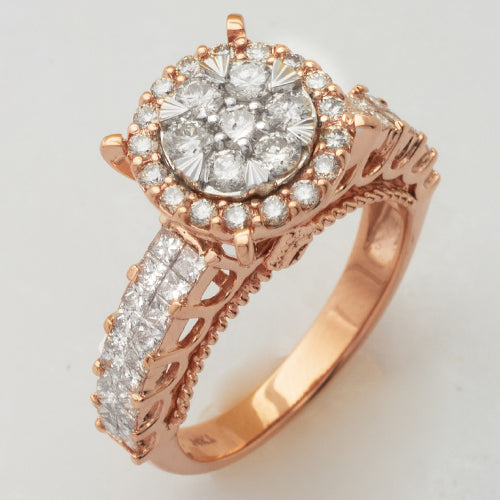 14KR 1.85CTW ROUND CLUSTER LADIES RING