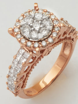 14KR 1.85CTW ROUND CLUSTER LADIES RING