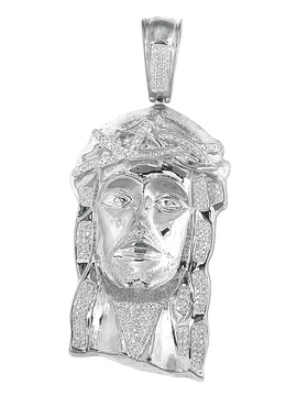 10KW 0.75CTW DIAMOND JESUS HEAD PENDANT