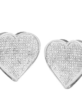 10KW 0.75CTW DIAMOND HEART EARRINGS