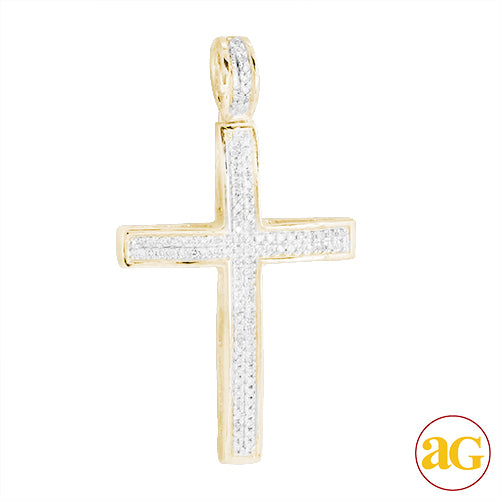 10KY 0.20CTW DIAMOND CROSS PENDANT