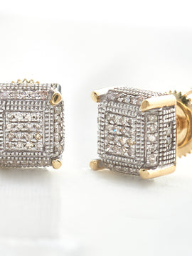 10KY 0.25CTW DIAMOND CUBE EARRINGS